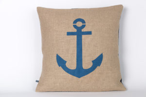 Coussin lin / Ancre Bleue - 40x40cm