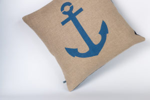 Coussin lin / Ancre Bleue - 40x40cm