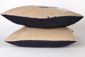 Coussin lin "BAIN" / Ancre bleue - 40x40cm