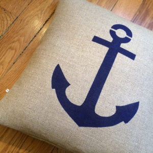 Coussin lin / Ancre Bleue Marine – 40x40cm