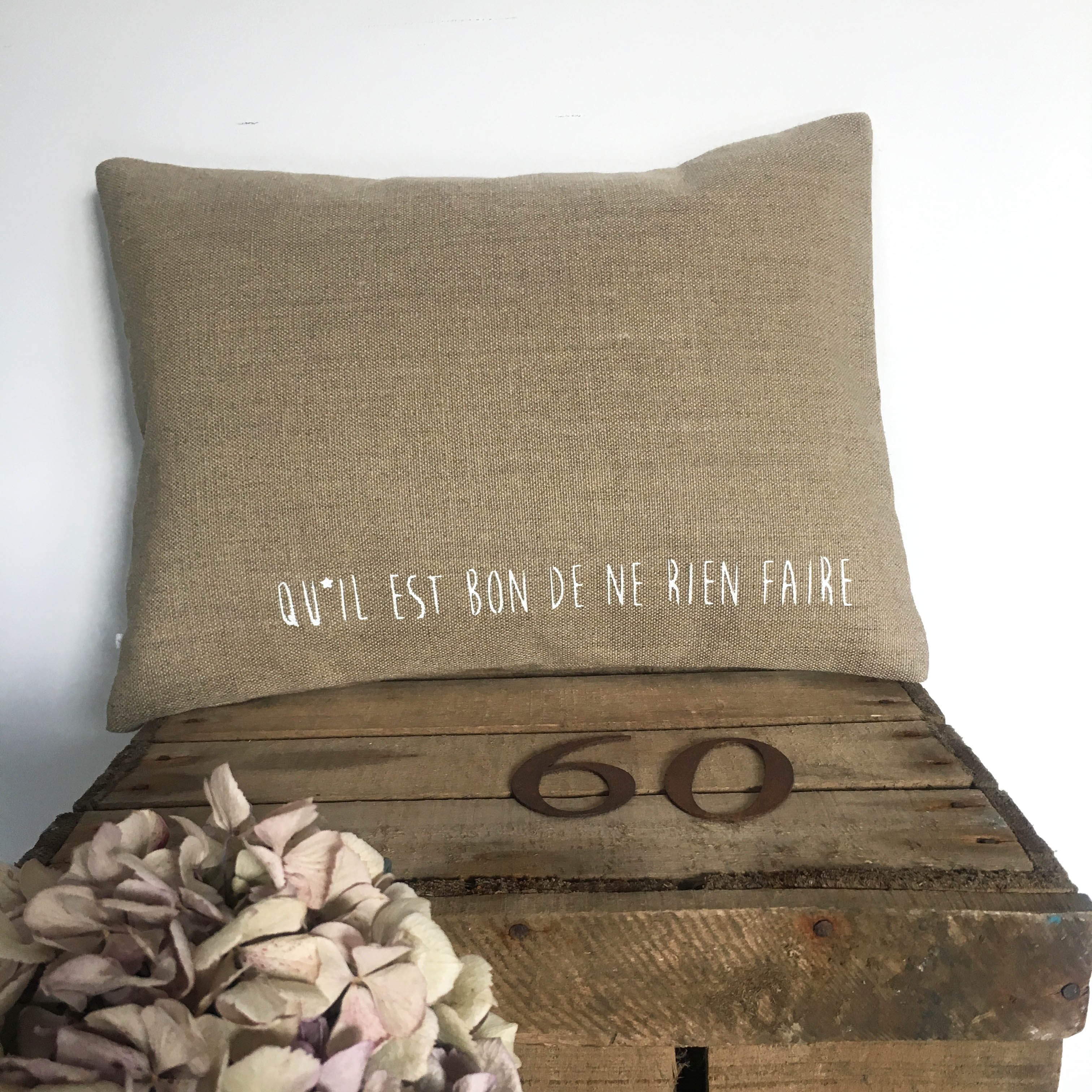 Coussin lin naturel 30x40cm - Qu'il est bon de ne rien faire