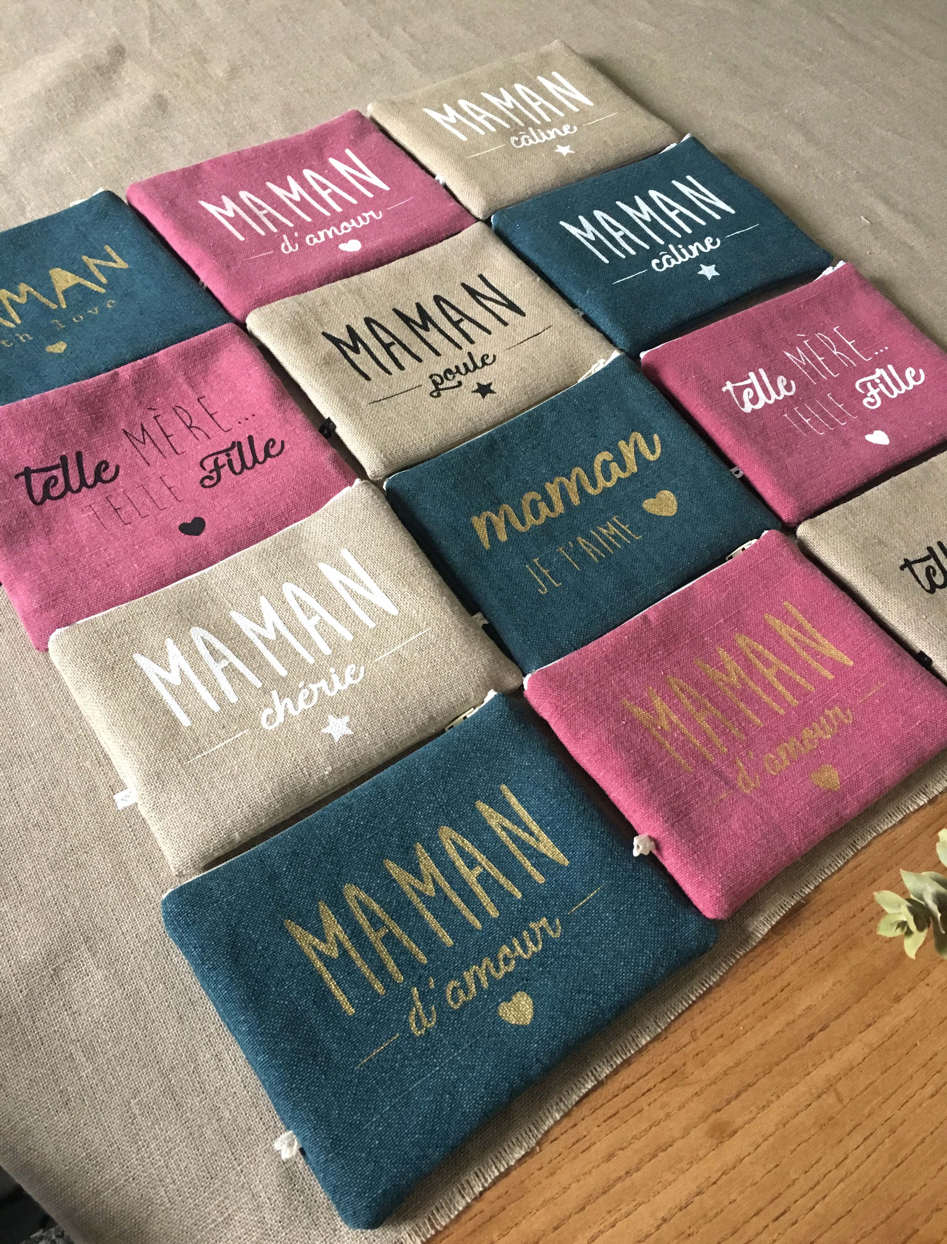 Trousse ou pochette Maman d'amour personnalisable avec des prénoms - Fêtes  des mères