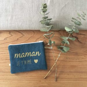 Pochette "Maman Je t'aime" - Lin bleu