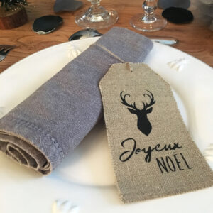 Coffret 4 Etiquettes Lin "Joyeux Noël"