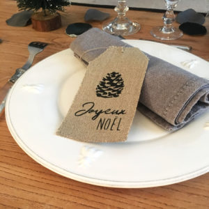 Coffret 4 Etiquettes Lin "Joyeux Noël"
