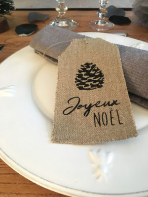 Coffret 4 Etiquettes Lin "Joyeux Noël"