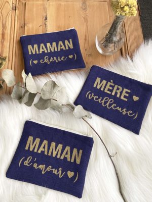 Fête des mères 2020 / Pochettes "Maman" BLEU MARINE